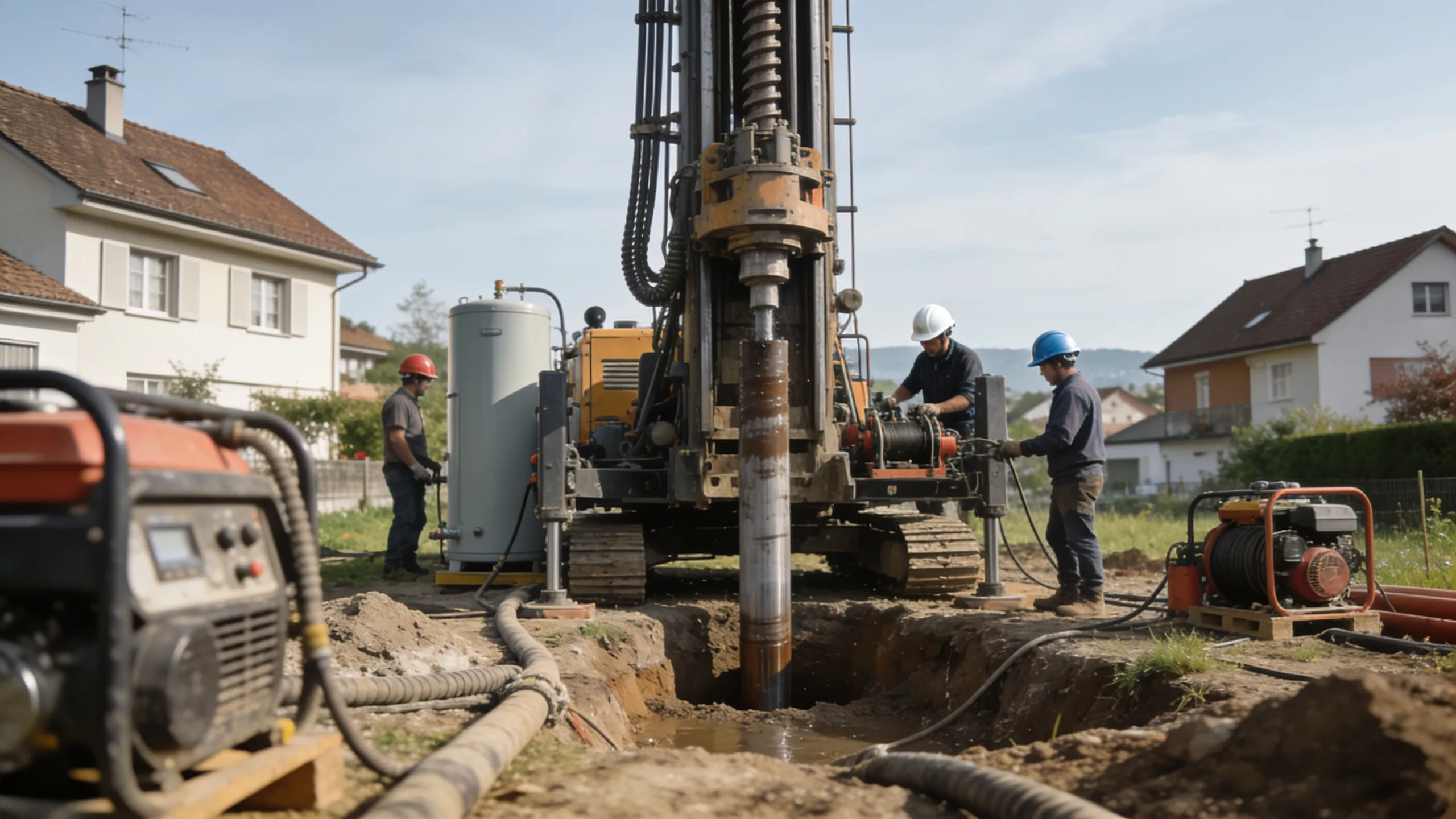 Erdsondenbohrung für eine Wärmepumpe auf einem Grundstück im Kanton Zürich